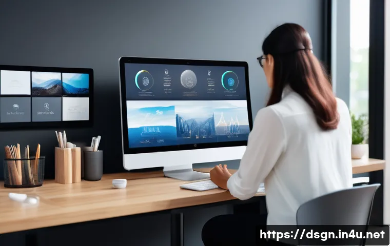 디자인에서 제스처 인터페이스 활용 - A sleek modern workspace featuring a diverse group of people—young adult, elderly, and middle-aged—u...